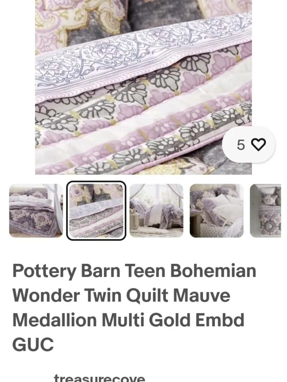 Pottery Barn Teen Purple and Cream Floral Medallion Comforter Set
